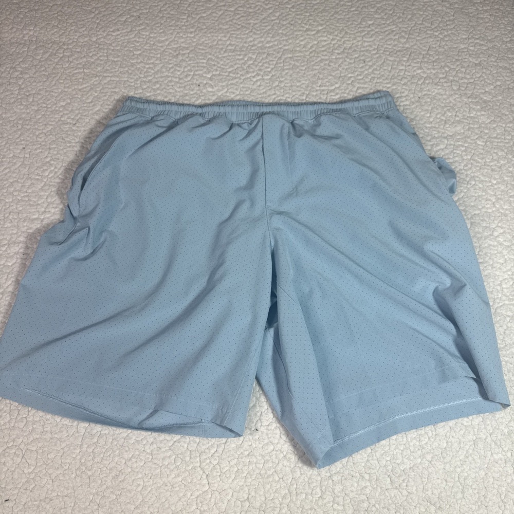 Men Lululemon Pace Breaker Lined Shorts Light Blue Mesh Size XL , yoga workout